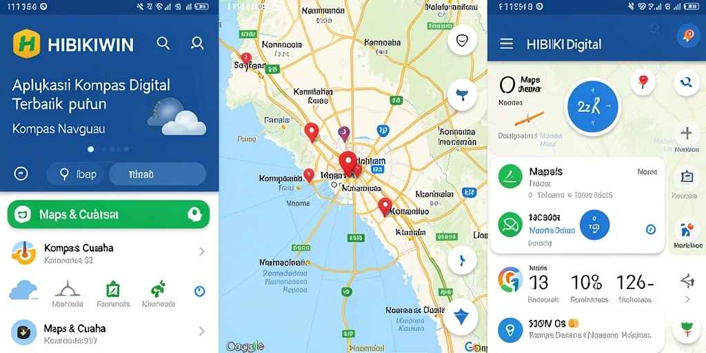 Antarmuka HIBIKIWIN menampilkan kompas digital yang akurat dan informatif.