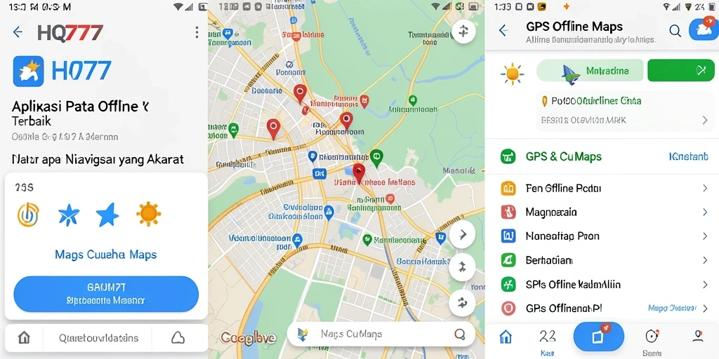 Antarmuka user-friendly aplikasi HQ777 untuk GPS Offline Maps.