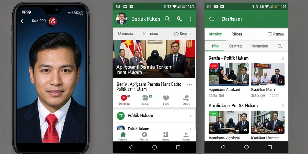 Antarmuka aplikasi RP99 yang modern dan informatif tentang Politik Hukum.