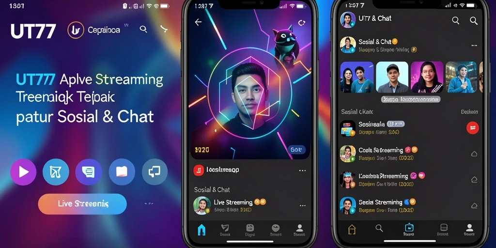 Tampilan antarmuka UT77 saat melakukan live streaming dengan fitur interaksi.
